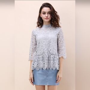 Chicwish Art of Crochet Top in Grey, S/M